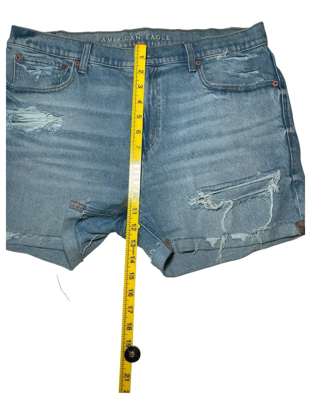 American Eagle AE Ex-Boyfriend Denim Shorts Distressed Light Wash Size 10